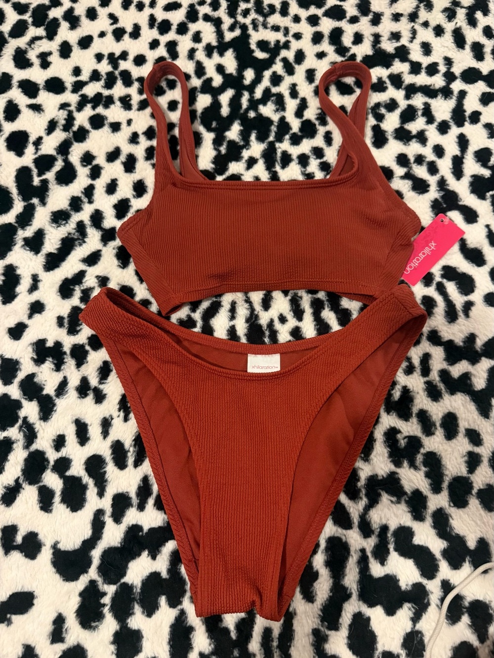 Target Rust Red Ribbed Tank Bikini Set